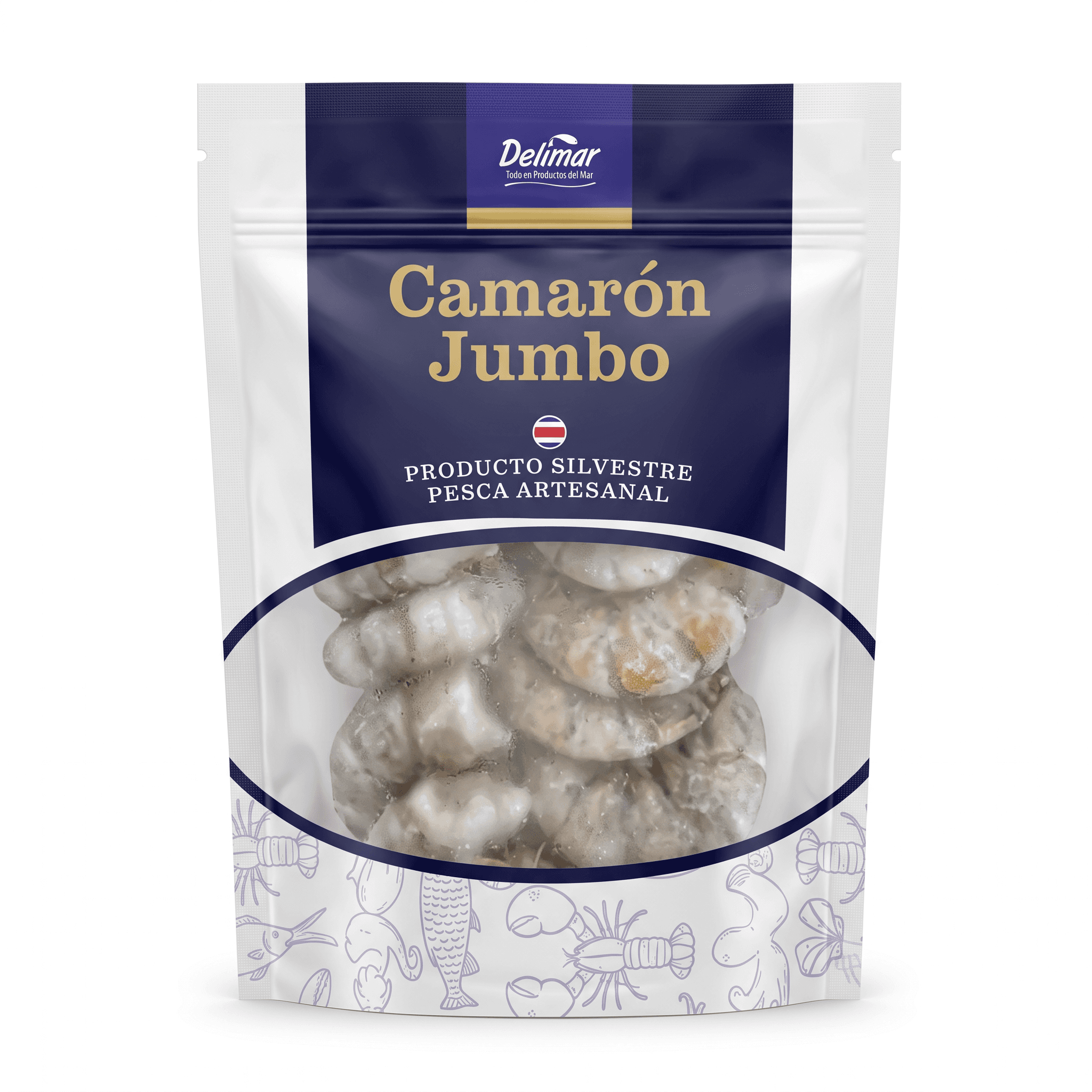 Camarón Blanco Jumbo — Cong. individual, PDTO (con cola), Delimar