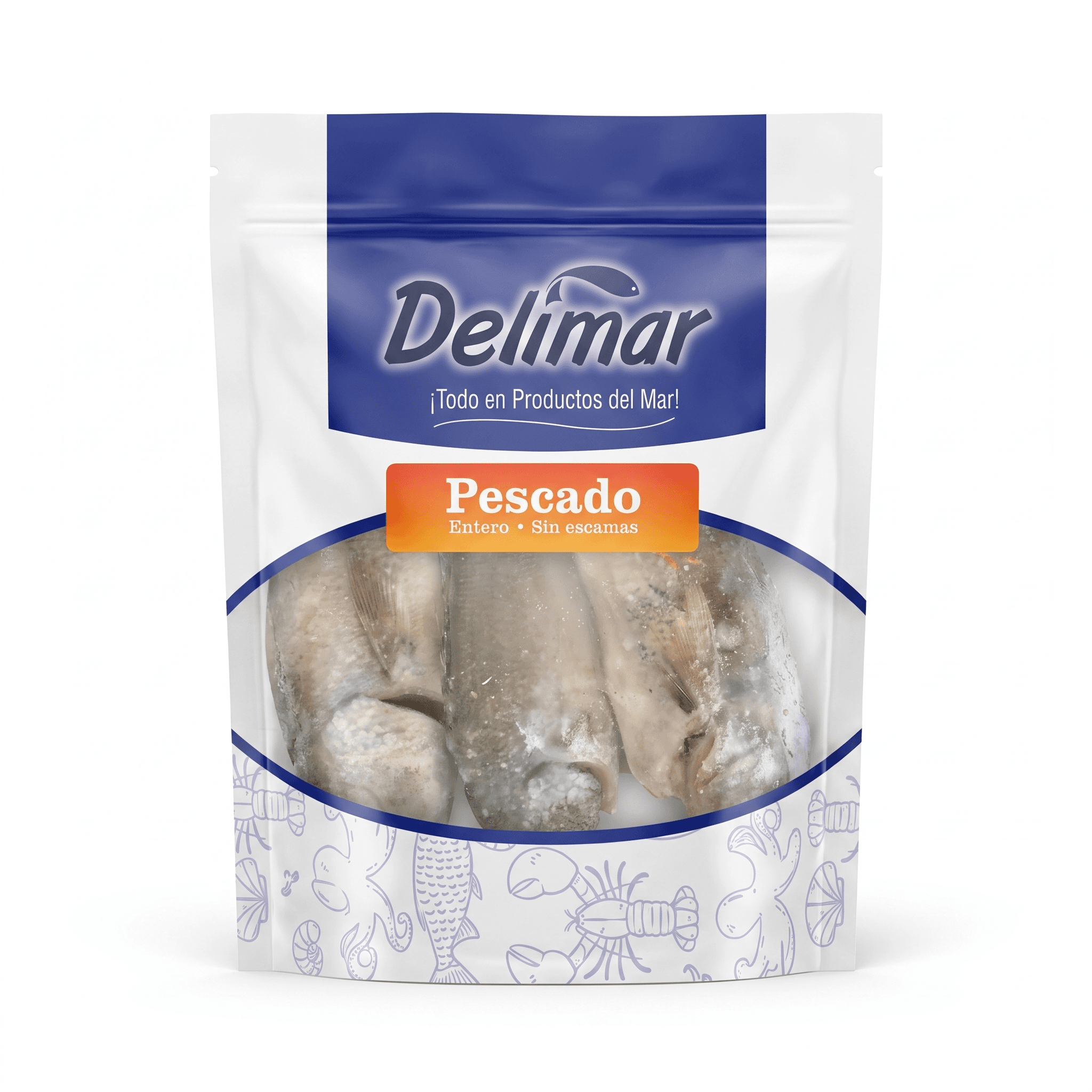 Pescado Mixto Entero — Cong. individual, con piel, sin espinas, Delimar