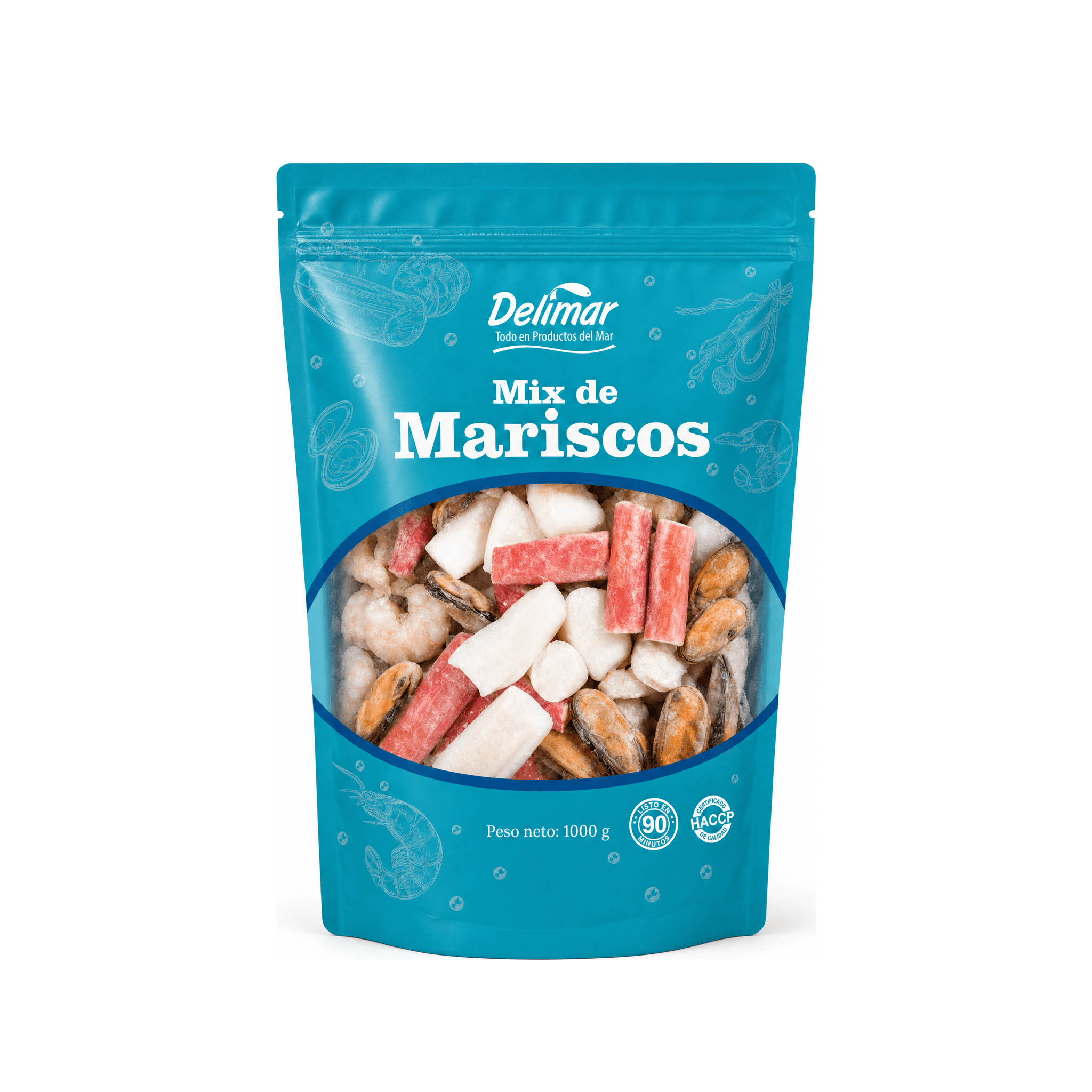 Mix de Mariscos  — Calamar, mejillón, almeja, surimi, Delimar