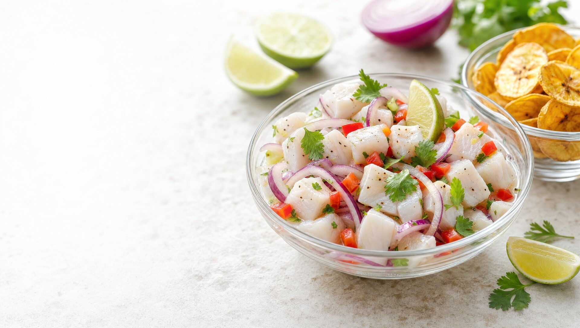 Ceviche de corvina con patacones